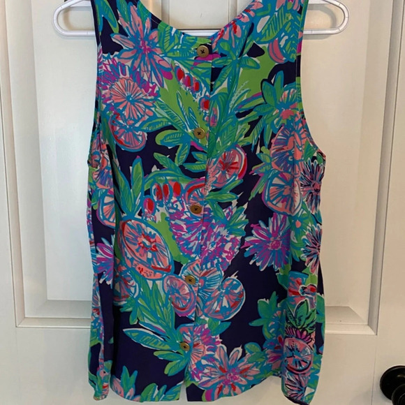 Lilly Pulitzer Crossed Lions Engineered Iona Floral Sleeveless top 33648 - Picture 6 of 12